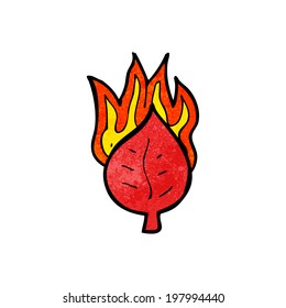 símbolo de la hoja de dibujos animados sobre el fuego