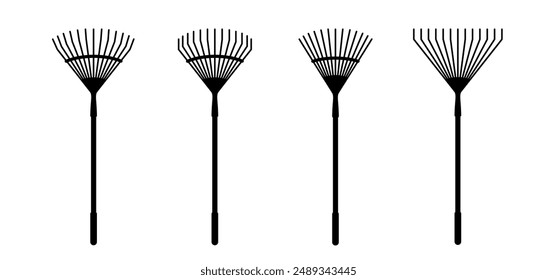 In: Cartoon Leaf Rake. Gartengeräte. Landwirtschaftswerkzeug. Bodenfräse. Gartenpflege. Landwirt oder Gärtner. Gartenharke für Herbstlaub. Werkzeug für Landwirtschaft, Gartenbau, Landwirtschaft. 