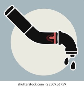 Cartoon Leaking Pipe Causes Water Damage