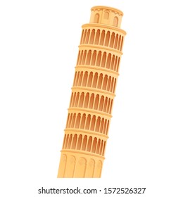 Cartoon Leaning Leaning Tower Of Pisa, Vector Illustration