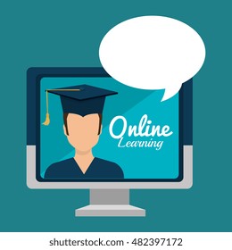 cartoon learn online e-book design isolated