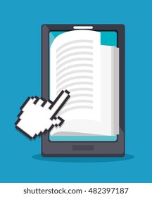 cartoon learn online e-book design isolated