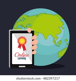 cartoon learn online e-book design isolated