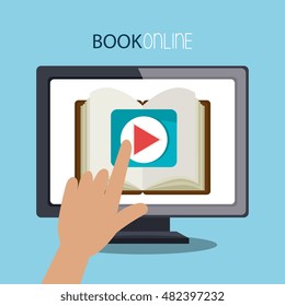 cartoon learn online e-book design isolated