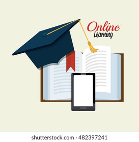 cartoon learn online e-book design isolated