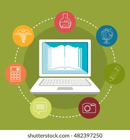 cartoon learn online e-book design isolated