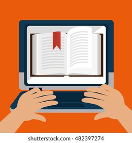 cartoon learn online e-book design isolated