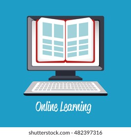 cartoon learn online e-book design isolated