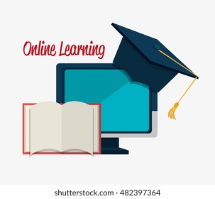 cartoon learn online e-book design isolated