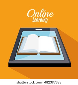 cartoon learn online e-book design isolated