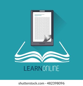 cartoon learn online e-book design isolated