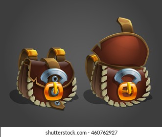 Cartoon leather bag. Vector illustration.