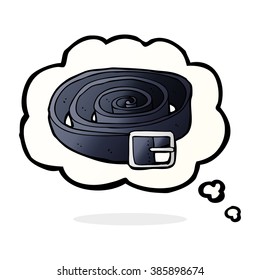 cartoon leather belt with thought bubble