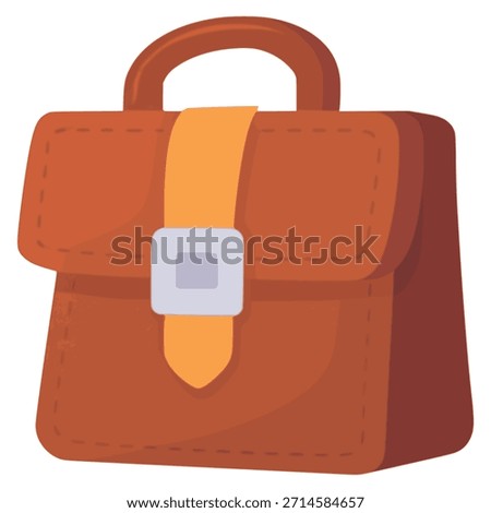 cartoon leather briefcase work formal professional flat color vector illustration template design
