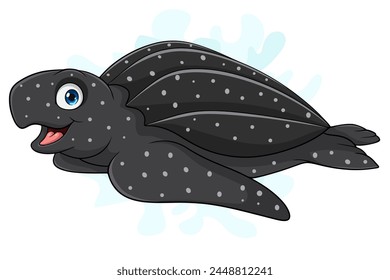 Cartoon Leatherback sea turtle on white background