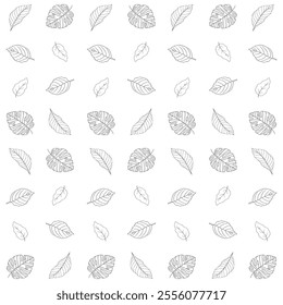 Cartoon of leaves pattern uncolored