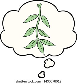 cartoon leaves with thought bubble