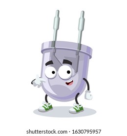 cartoon LED light diode lamp mascot showing himself on a white background