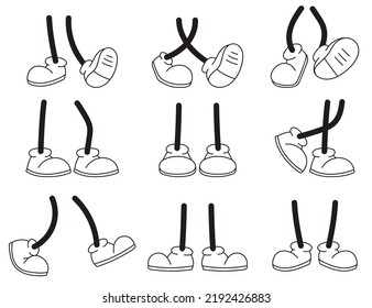 Cartoon leg foot mascot comic doodle style design element illustration collection set
