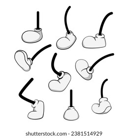 cartoon leg set cartoon. cute collection, p character, gesture funny cartoon leg sign. isolated symbol vector illustration