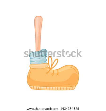 Cartoon leg stands exactly. Vector illustration on white background.