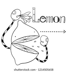 cartoon lemon in Boxing gloves and with a handkerchief on the white background