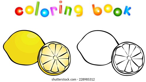 Cartoon lemon coloring book. Vector illustration for children