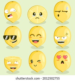 cartoon lemon fruit vector illustration with expression