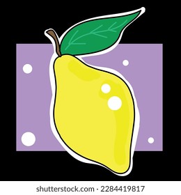 Cartoon lemon icon black background