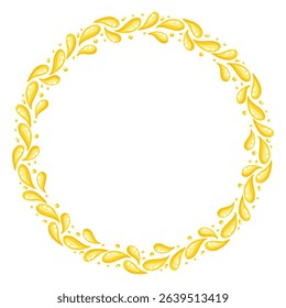 Cartoon lemon juice splash frame with yellow drops. Vector isolated illustration on white background