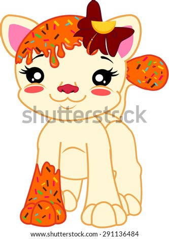Cartoon lemon muffin cat.
