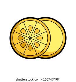 Cartoon Lemon Slice Icon Vector