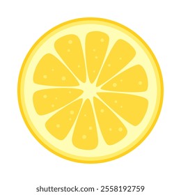 cartoon lemon slice isolated on white background, vector illustration in flat style