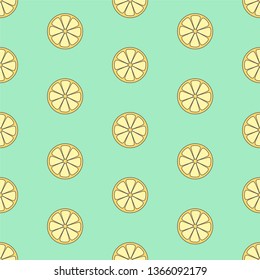 Cartoon lemon slice pattern. Seamless vector illustration