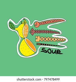 Cartoon lemon slice. Vector illustration for print, stickers, t-shirts.