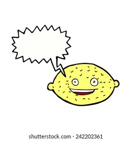 cartoon lemon with speech bubble