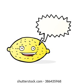 limón de dibujos animados con burbuja de habla