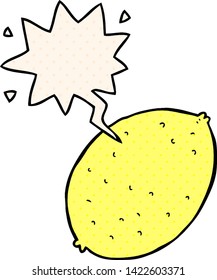 cartoon lemon with speech bubble in comic book style