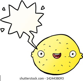 cartoon lemon with speech bubble in smooth gradient style