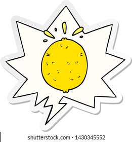 cartoon lemon with speech bubble sticker