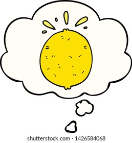 cartoon lemon with thought bubble