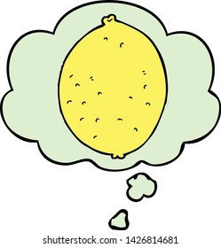 cartoon lemon with thought bubble