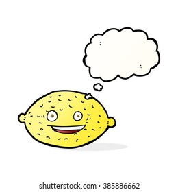 cartoon lemon with thought bubble