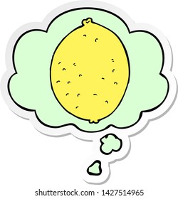 cartoon lemon with thought bubble as a printed sticker