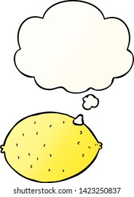 cartoon lemon with thought bubble in smooth gradient style