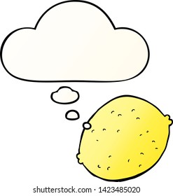 cartoon lemon with thought bubble in smooth gradient style