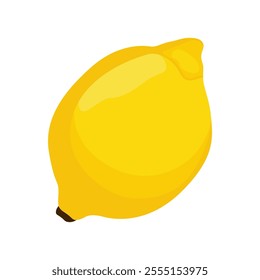 Cartoon lemon. Yellow whole citrus flat style, ripe organic sour healthy food, natural summer vegetarian ingredient. Vector isolated illustration.