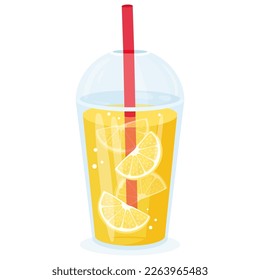 Cartoon-Limonade. Kaltes Erfrischungsgetränk, frischer Zitronensaft, schmackhafte Getränke, Vektorgrafik auf weißem Hintergrund
