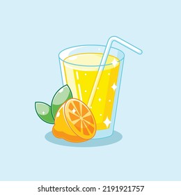 Cartoon lemonade in glass design