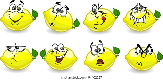 Cartoon lemons with emotions